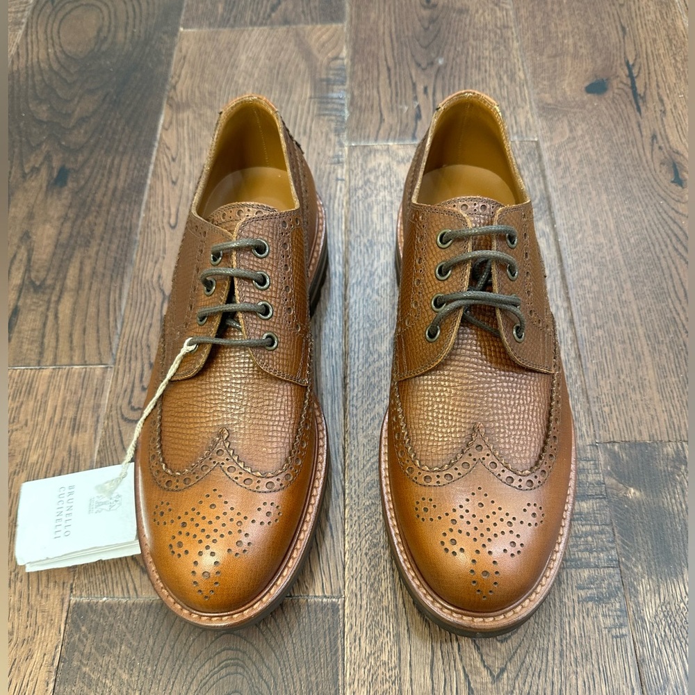 NWT Brunello Cucinelli Leather Derby ShoesSize 43